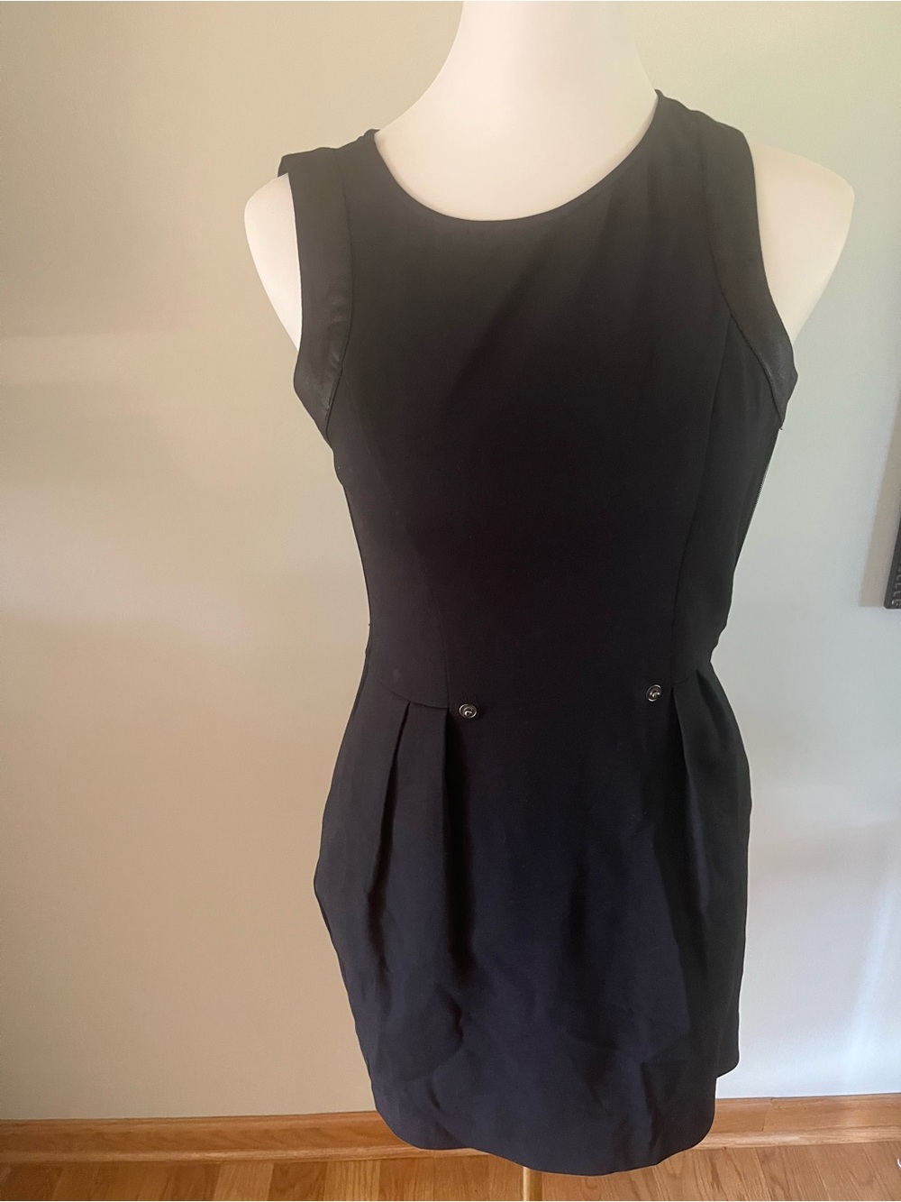 Armani Exchange Black Sleeveless Pleated Mini Dress- Size 0